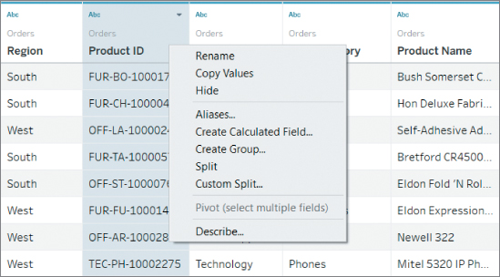 Screenshot of how to change the metadata in the data source editor.