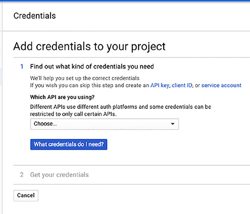 The figure shows a sample form for creating credentials needed to use Kubernetes Engine.