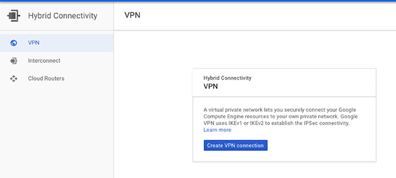 The illustration explains hybrid connectivity section of cloud console.