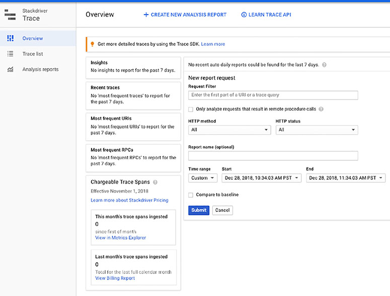 The image shows an overview page of the Cloud Trace Service.