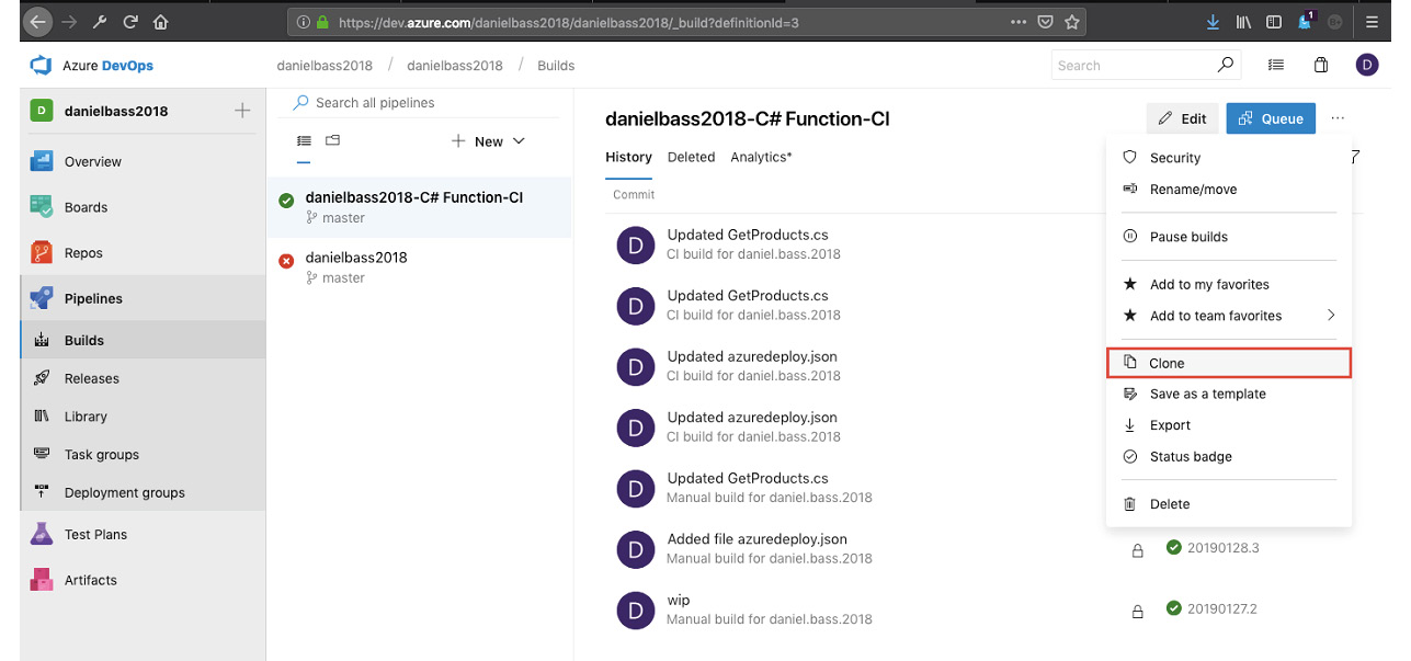 Figure 6.65: Build clone
