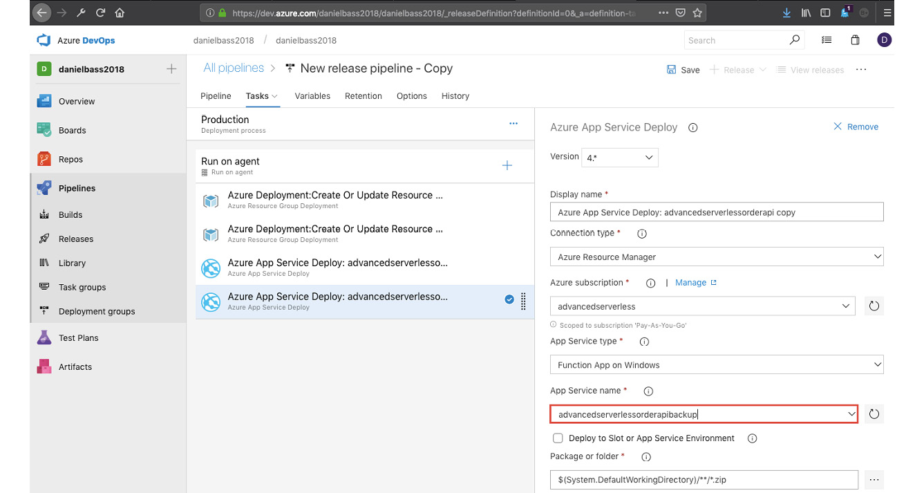 Figure 6.76: Backup App Service Name
