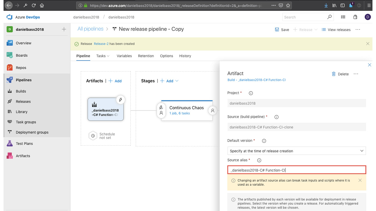 Figure 6.79: Rename build artifact alias