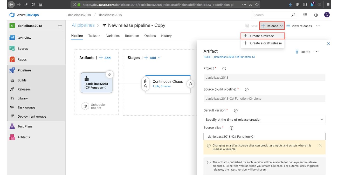Figure 6.80: Create a release