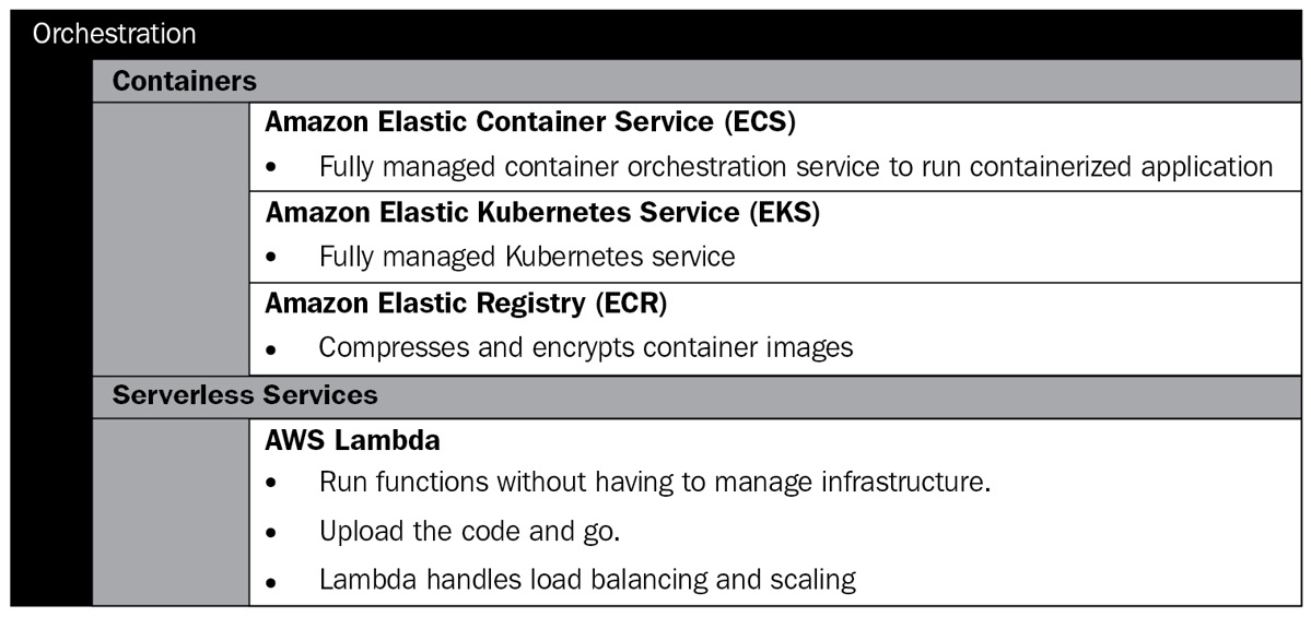 Figure 11.2 – Microservice container services in AWS