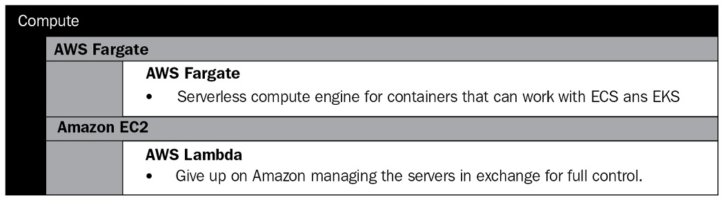 Figure 11.3 – Microservice compute services in AWS