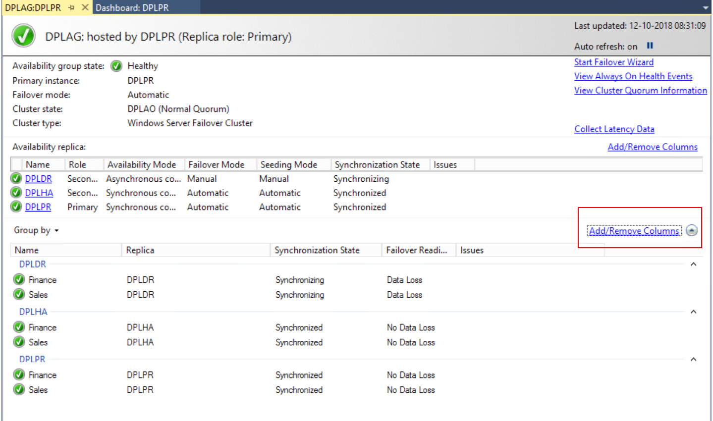 Figure 5.54: The Add/Remove Columns link