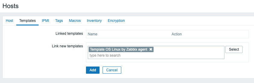 Figure 2.2 – The Zabbix host template page for host lar-book-agent
