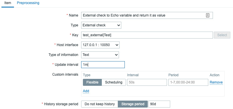 Figure 2.33 – Zabbix item configuration page 
