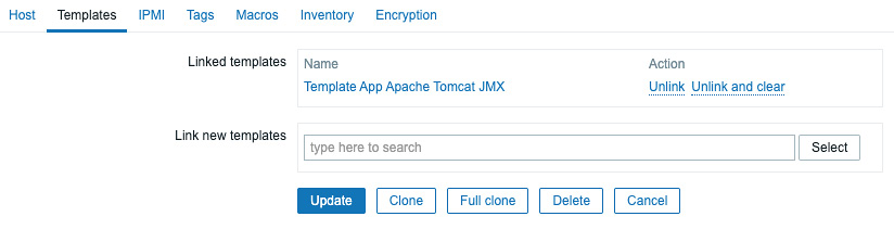 Figure 2.37 – Zabbix host template page 
