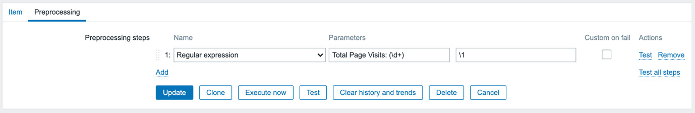 Figure 2.45 – Zabbix Item preprocessing page 
