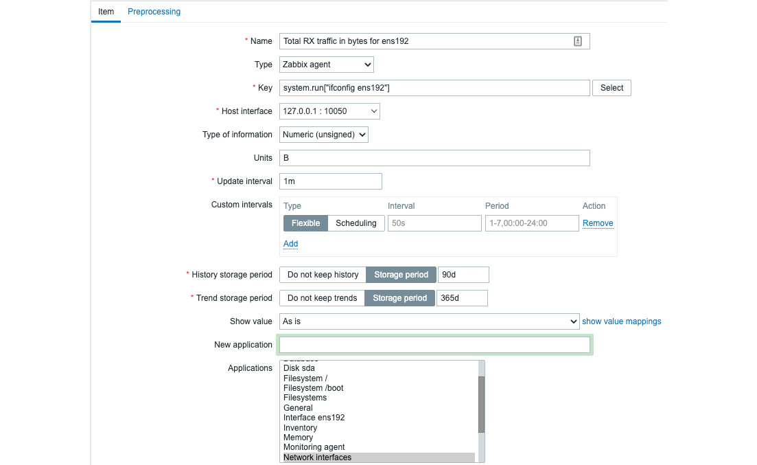 Figure 2.52 – Zabbix agent system.run item
