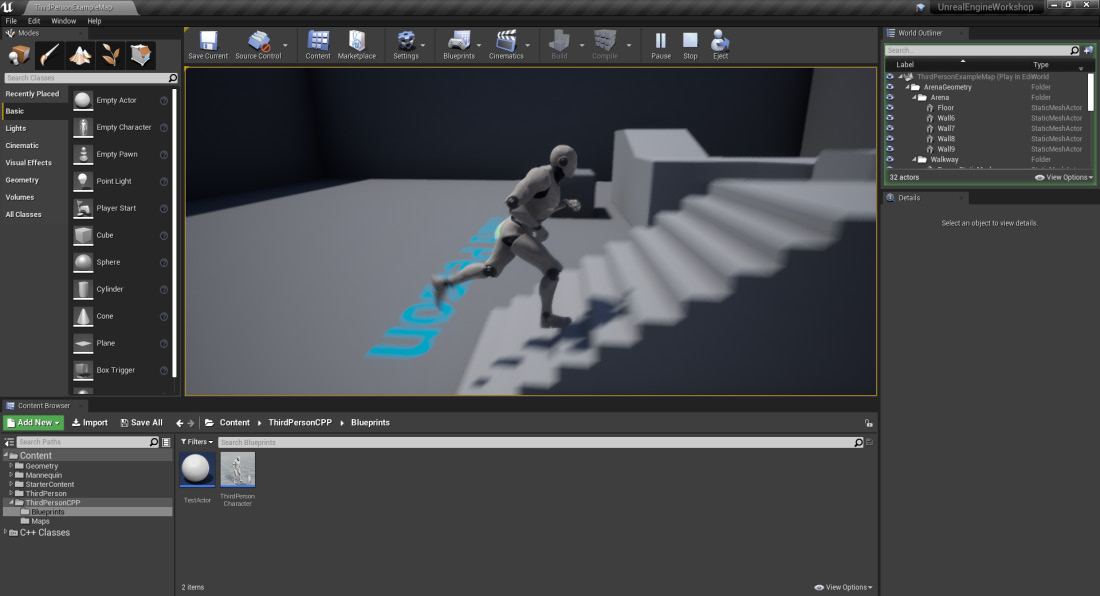 Figure 1.7: The level being played inside the editor