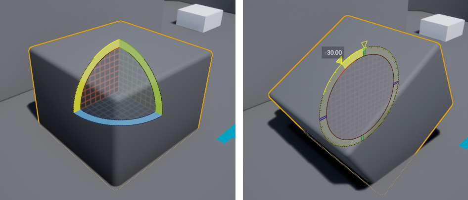 Figure 1.11: A cube before and after being rotated 30 degrees around the X axis