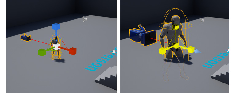 Figure 1.13: A character Actor before and after being scaled on all three axes