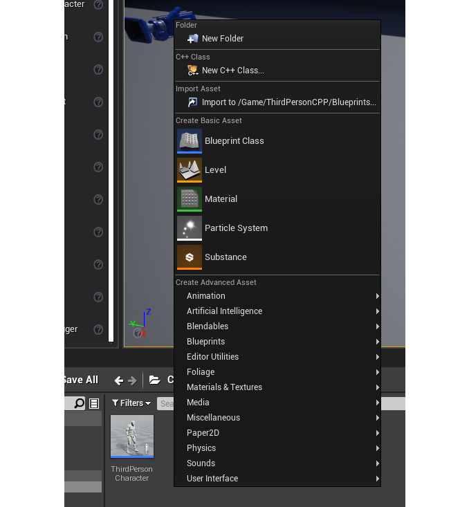 Figure 1.18: The options window that appears when you right-click inside content browser
