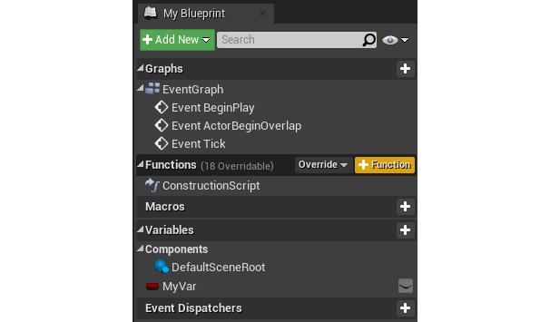 Figure 1.32: The + Function button being hovered over, which will create a new function
