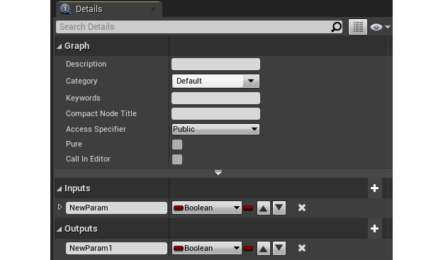Figure 1.34: The Details panel after selecting the MyFunc function and adding 
an input and output pin
