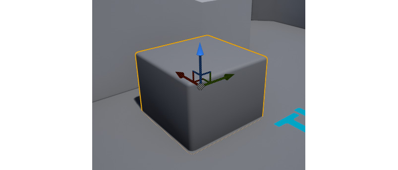 Figure 1.46: The Cube object, next to the text saying Third Person on the floor
