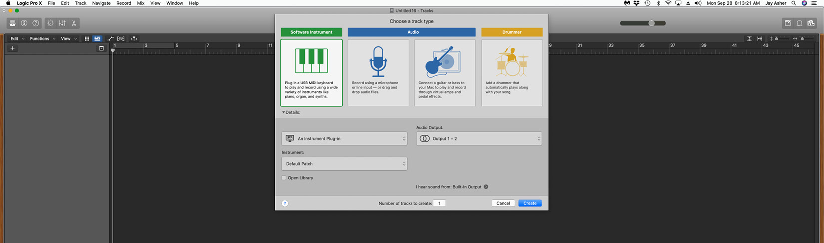 Figure 1.2: Selecting a track type
