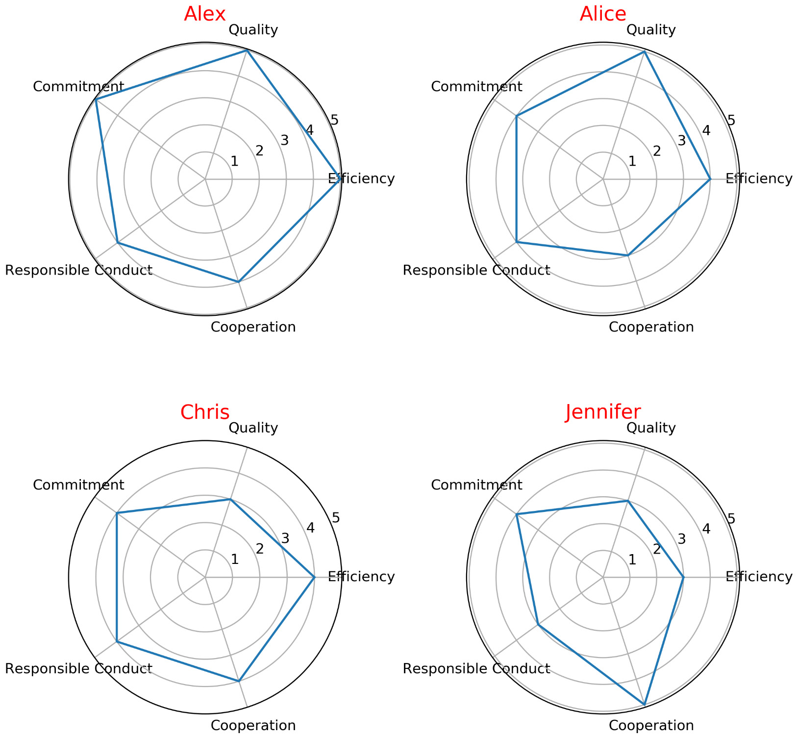 Figure 2.10: Employee skills comparison with a radar chart
