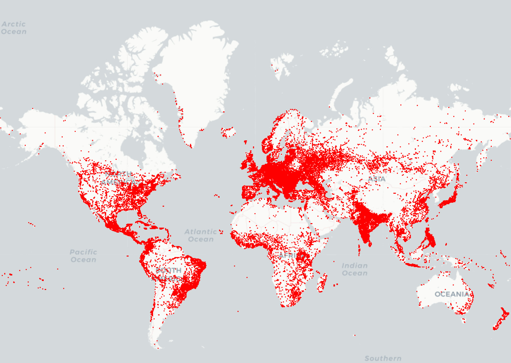Figure 2.39: Dot map showing bus stops worldwide
