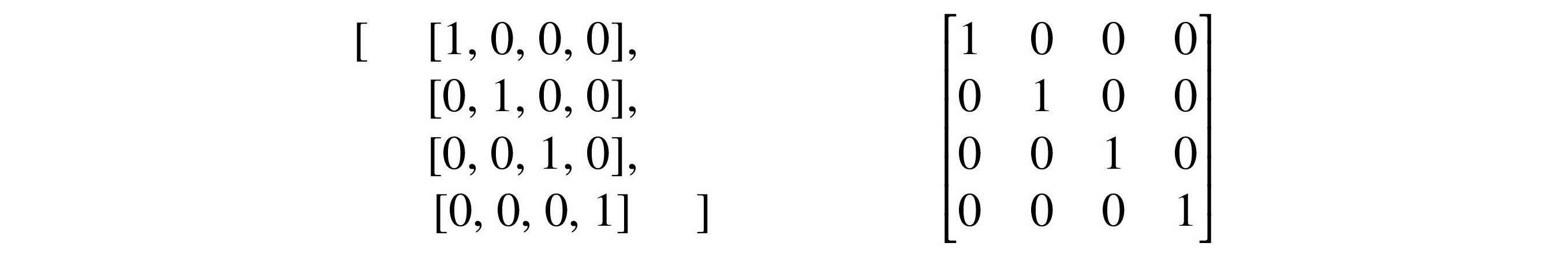 Creating an identity matrix