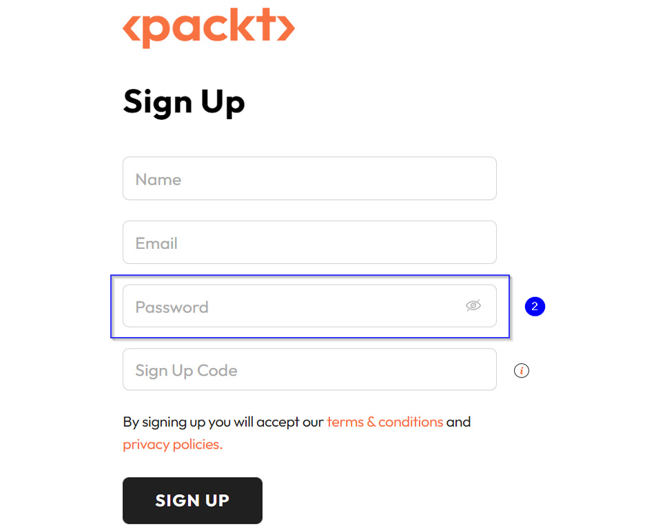 Figure 0.3: Create a strong password in the sign-up form