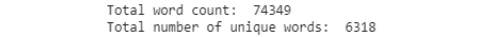 Figure 5.36: Total word count and unique word count
