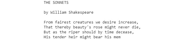 Figure 6.30: Sonnets from Shakespeare