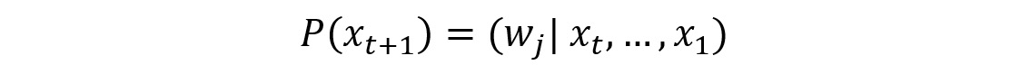 Figure 4.20: LM formula to compute the probability distribution of an upcoming word