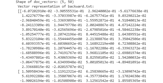7.26: Shape of doc_vectors