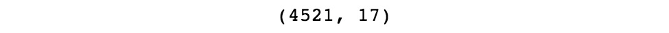Figure 1.7: Output of the shape command on the DataFrame