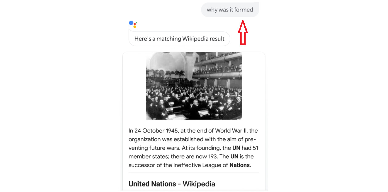 Figure 9.3: Google Assistant’s contextual output