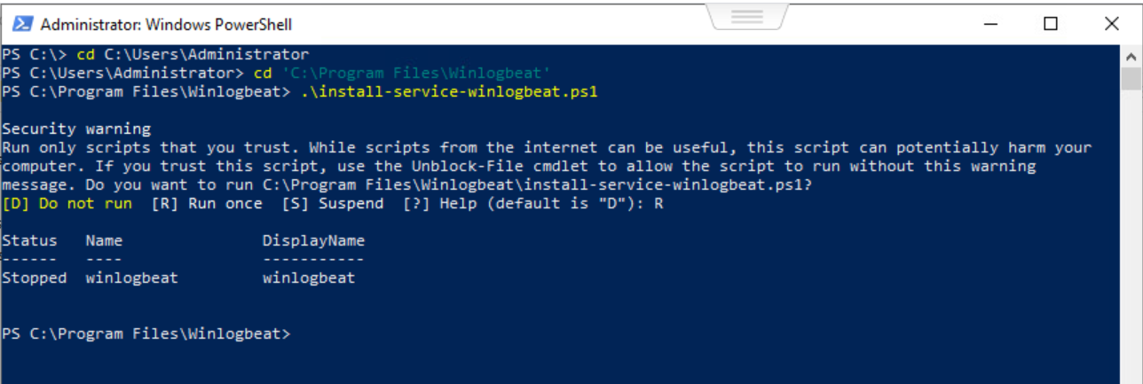 Figure 7.64 – Installing Winlogbeat