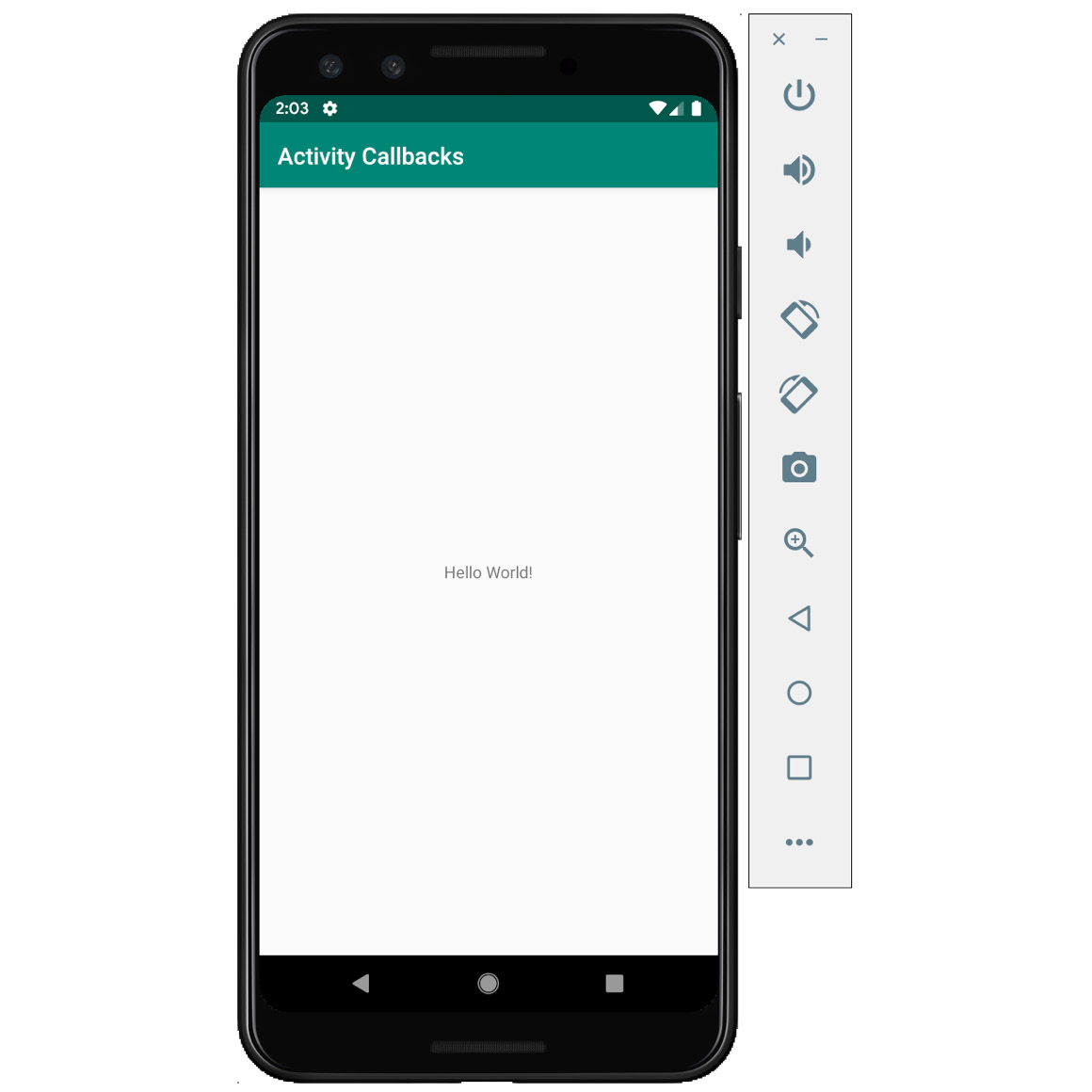 Figure 2.4: The app loaded and displaying MainActivity
