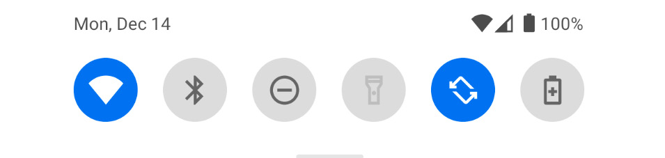 Figure 2.5: Quick settings bar with Wi-Fi and Auto-rotate button selected
