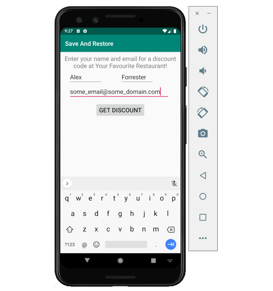 Figure 2.7: The EditText fields filled in
