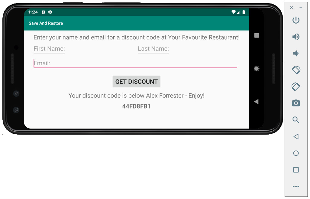 Figure 2.11: Discount code continues to be displayed on the screen
