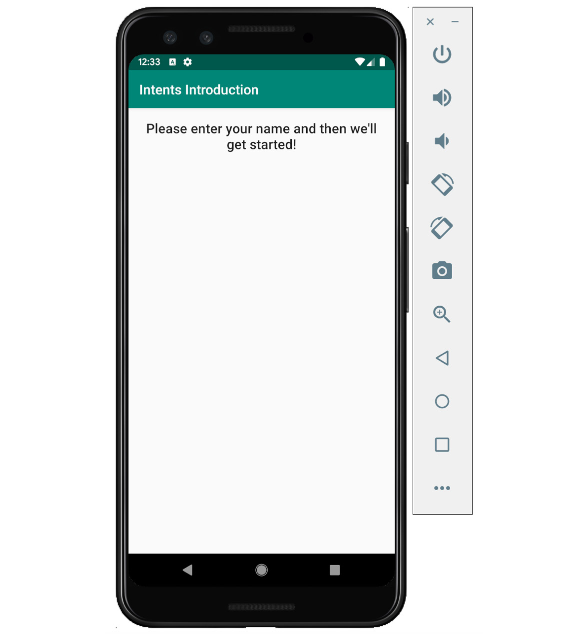 Figure 2.12: Initial app display after adding the TextView header
