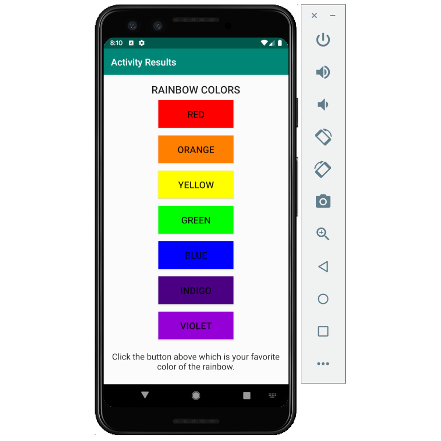 Figure 2.18: The rainbow colors selection screen
