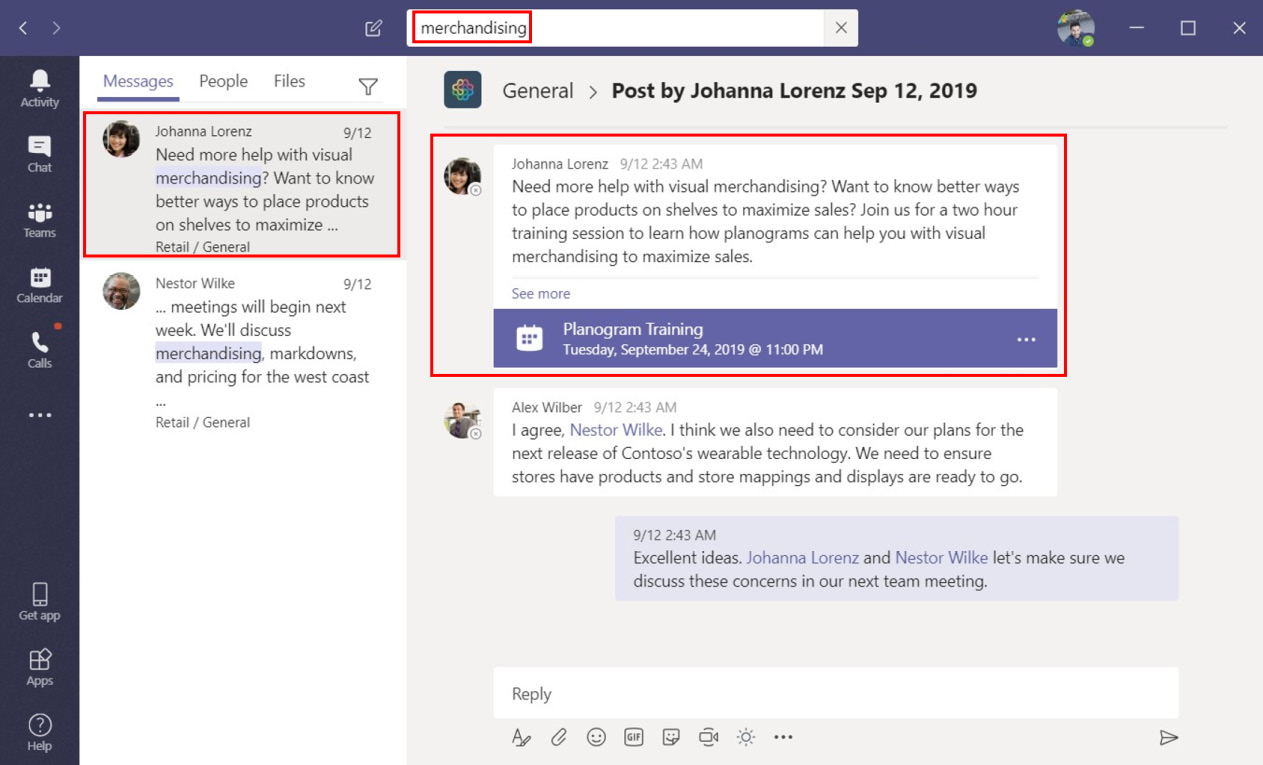 Figure 2.2: Microsoft Teams Search 
