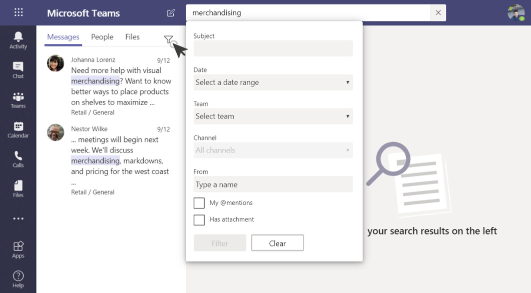 Figure 2.3: Filter search results
