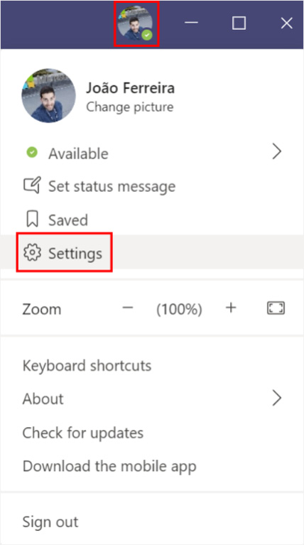 Figure 2.8: Personal settings 

